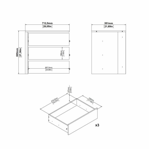 Smart skuffemodul til indbygning i Smart skabe med bredde 245 cm 