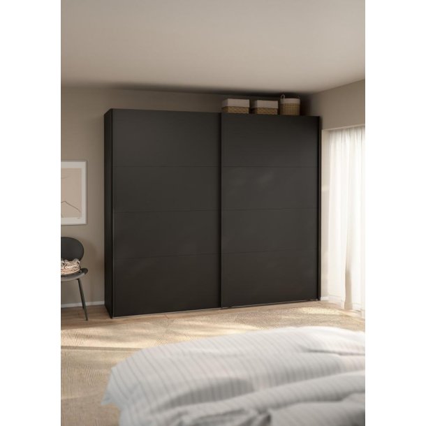 Smart 220x245 cm garderobeskab med 2 skydedre mat sort