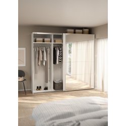  Smart 220x245 cm garderobeskab 1 skydelge + 1 skydelge m spejl i hvid