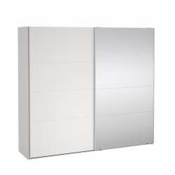  Smart 220x245 cm garderobeskab 1 skydelge + 1 skydelge m spejl i hvid