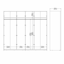  Smart 220x245 cm garderobeskab 1 skydelge + 1 skydelge m spejl i hvid