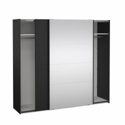 Smart 220x245 cm garderobeskab 1 skydelge + 1 skydelge m spejl i mat sort