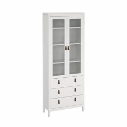  Lund vitrineskab med 2 glaslger og 3 skuffer fs i flere farver