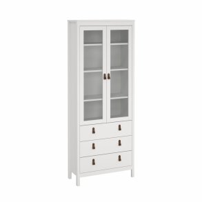  Lund vitrineskab med 2 glaslger og 3 skuffer fs i flere farver