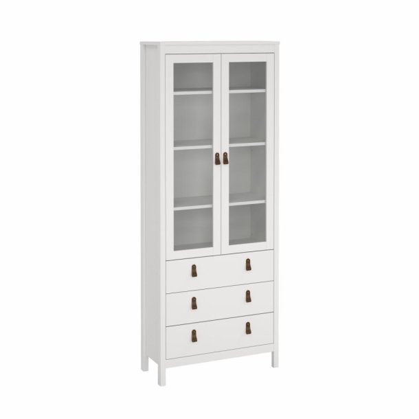  Lund vitrineskab med 2 glaslger og 3 skuffer fs i flere farver