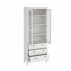  Lund vitrineskab med 2 glaslger og 3 skuffer fs i flere farver