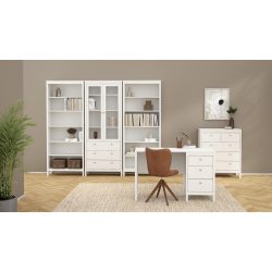  Lund vitrineskab med 2 glaslger og 3 skuffer fs i flere farver