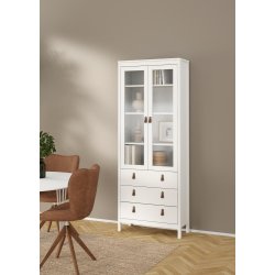  Lund vitrineskab med 2 glaslger og 3 skuffer fs i flere farver