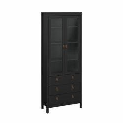  Lund vitrineskab med 2 glaslger og 3 skuffer fs i flere farver