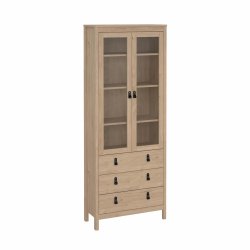  Lund vitrineskab med 2 glaslger og 3 skuffer fs i flere farver