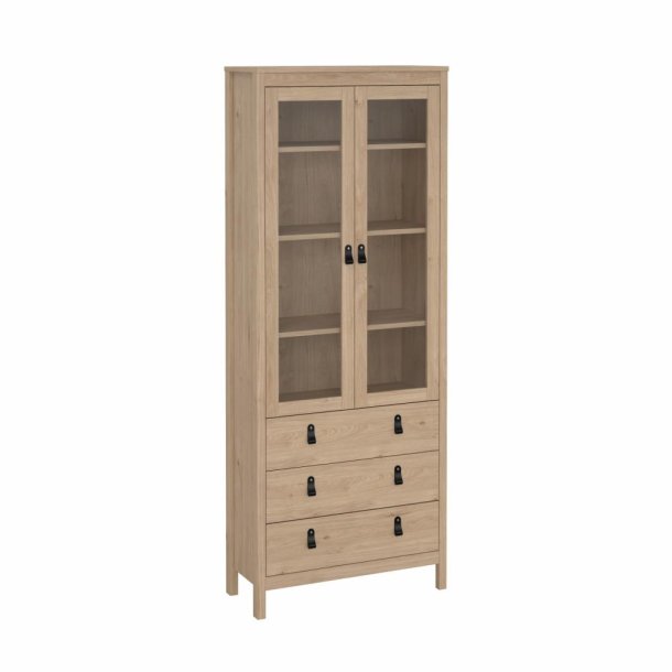  Lund vitrineskab med 2 glaslger og 3 skuffer fs i flere farver