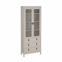  Lund vitrineskab med 2 glaslger og 3 skuffer fs i flere farver