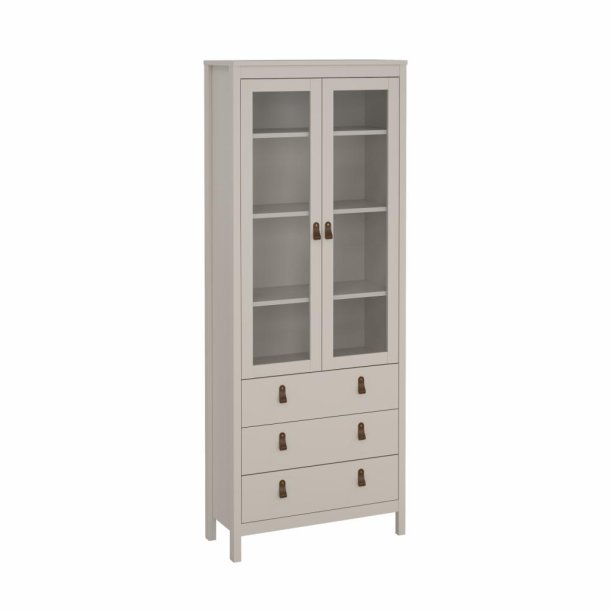  Lund vitrineskab med 2 glaslger og 3 skuffer fs i flere farver