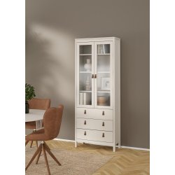  Lund vitrineskab med 2 glaslger og 3 skuffer fs i flere farver