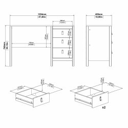 Lund skrivebord med 3 skuffer fs i flere farver 