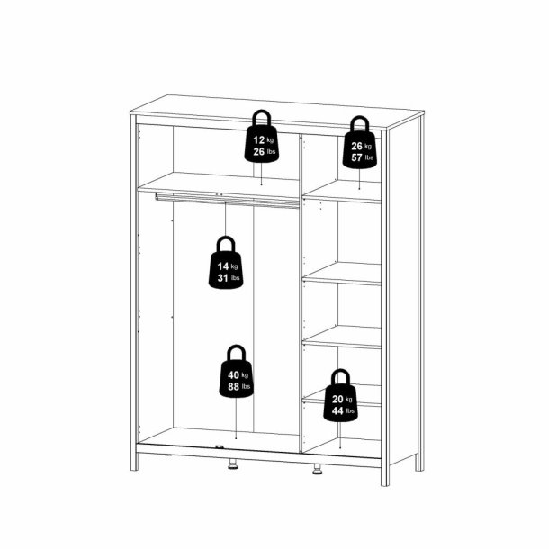 Lund garderobeskab 150 cm bred fs i flere farver