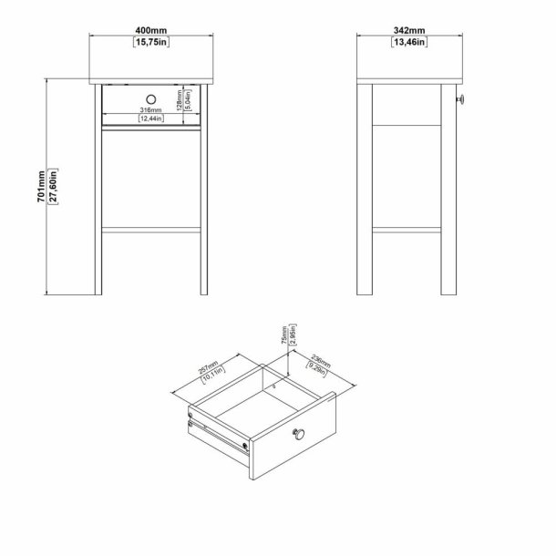 Lund natbord med 1 skuffe fs i flere farver