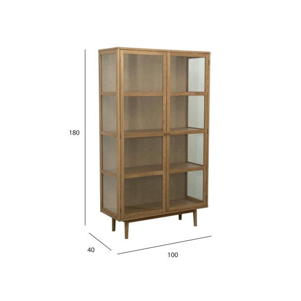 Aarhus vitrineskab i naturolieret eg 180 x 100 cm