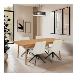 Tsinge spisebord i naturolieret ege finr 200(300) x 100 cm med tillgsplader