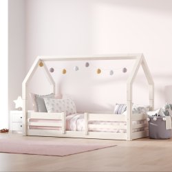 Halvhj seng 4 i 1, 90 x 200 cm, hvid, 25 rs garanti, Scanliving Premium