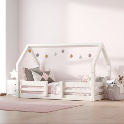 Halvhj seng 4 i 1, 90 x 200 cm, hvid, 25 rs garanti, Scanliving Premium