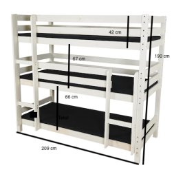  3 etage, kjeseng hvidpigmenteret, 70 cm bred inkl. lamelbunde