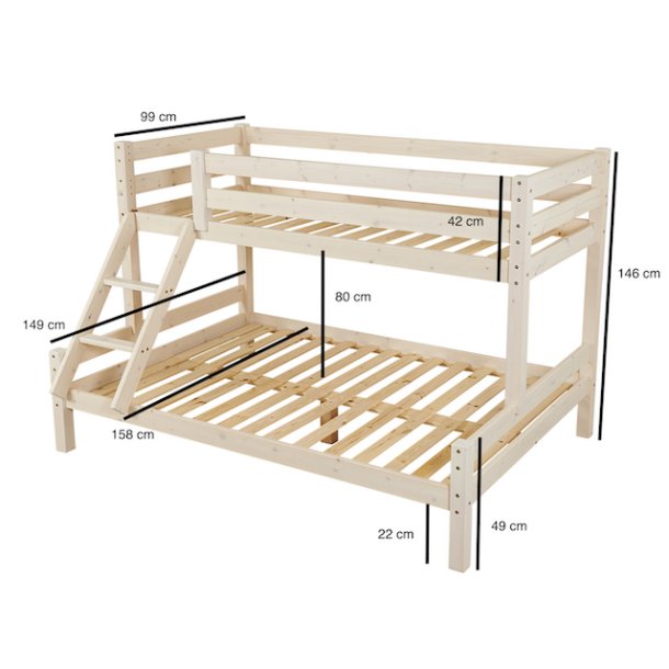 Norge stor familie kjeseng til voksne og brn, 140/90 x 200 cm inkl. lamelbunde
