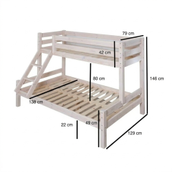 Familie k�jeseng til voksne og b�rn 120/70 x 200 cm inkl. lamelbunde, model Oslo