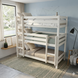  3 etage, k�jeseng hvidpigmenteret, 70 cm bred inkl. lamelbunde