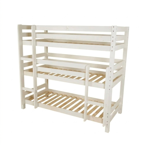 3 etage, k�jeseng hvidpigmenteret, 90 cm bred inkl. lamelbunde