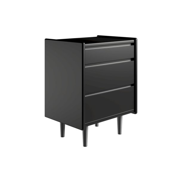 Krone kommode 50cm bred med 3 skuffer i sort lakkeret - Dansk produceret.