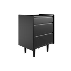 Krone kommode 50cm bred med 3 skuffer i sort lakkeret - Dansk produceret.