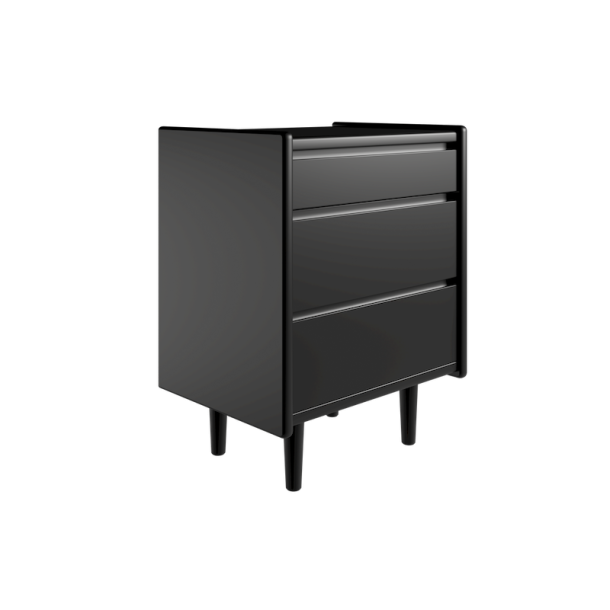 Krone kommode 50cm bred med 3 skuffer i sort lakkeret - Dansk produceret.