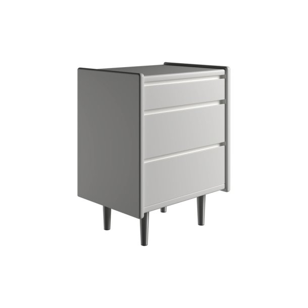 Krone kommode 50cm bred med 3 skuffer i hvid lakkeret - Dansk produceret.