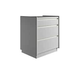 Krone kommode 50cm bred med 3 skuffer i hvid lakkeret - Dansk produceret.