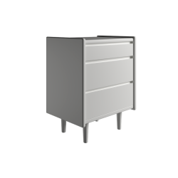 Krone kommode 50cm bred med 3 skuffer i hvid lakkeret - Dansk produceret.