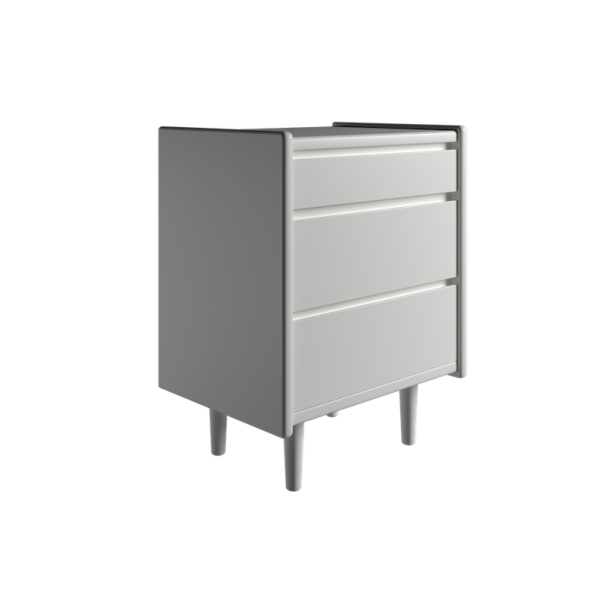 Krone kommode 50cm bred med 3 skuffer i hvid lakkeret - Dansk produceret.