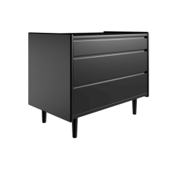 Krone kommode 80 cm bred med 3 skuffer - sort - Dansk produceret.