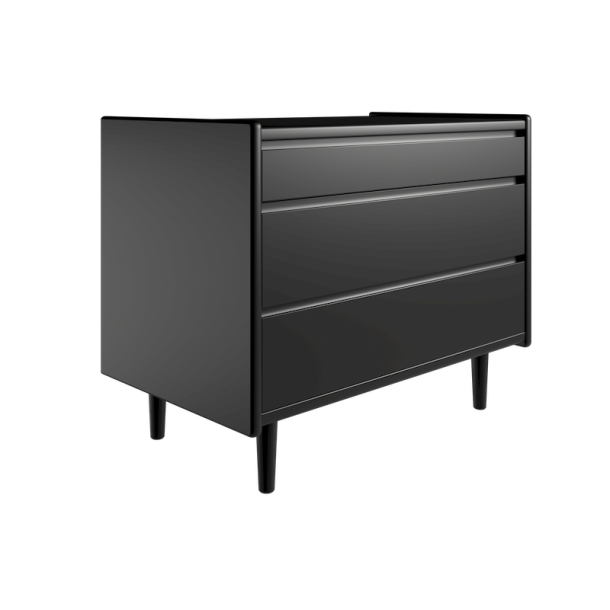 Krone kommode 80 cm bred med 3 skuffer - sort - Dansk produceret.