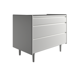 Krone kommode 80 cm bred med 3 skuffer - hvid - Dansk produceret.