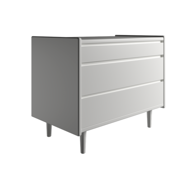 Krone kommode 80 cm bred med 3 skuffer - hvid - Dansk produceret.