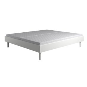 Krone dobbeltseng, hvid lakkeret MDF, vlg mellem tr-eller metalben. 