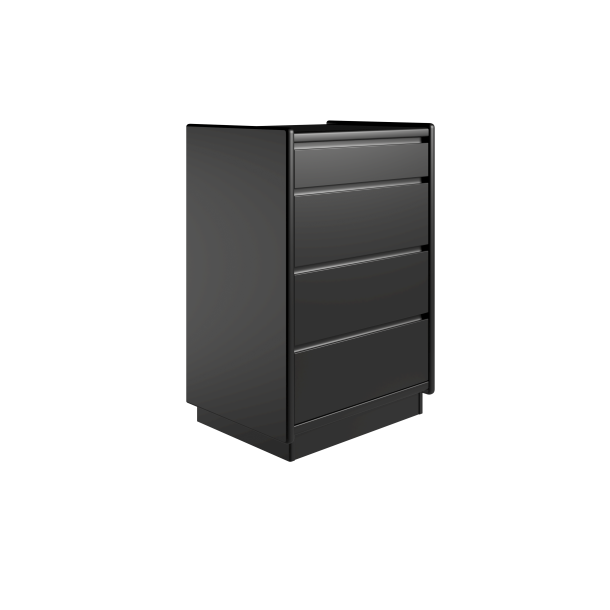 Krone kommode 50 cm bred med 4 skuffer i sort - Dansk produceret.