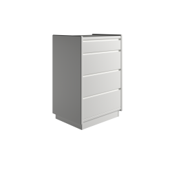 Krone kommode 50 cm bred med 4 skuffer i hvid - Dansk produceret.