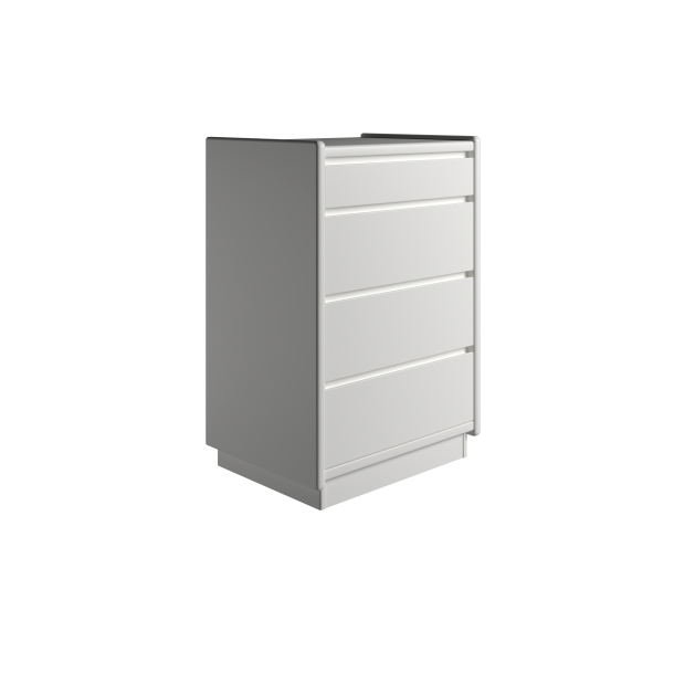 Krone kommode 50 cm bred med 4 skuffer i hvid - Dansk produceret.