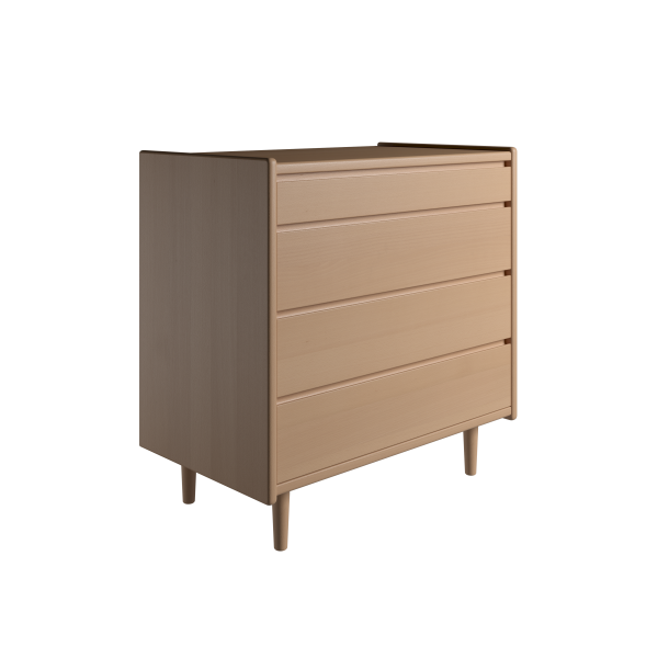 Krone kommode 80 cm bred med 4 skuffer i bgefiner - Dansk produceret.