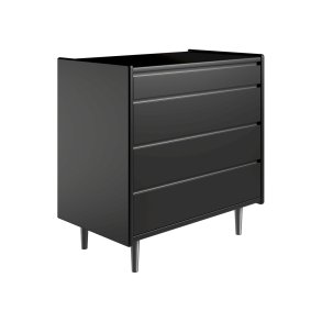Krone kommode 80 cm bred med 4 skuffer- sort - Dansk produceret.