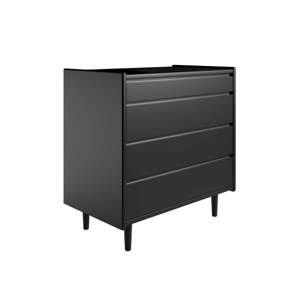 Krone kommode 80 cm bred med 4 skuffer- sort - Dansk produceret.