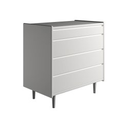 Krone kommode 80 cm bred med 4 skuffer- hvid - Dansk produceret.