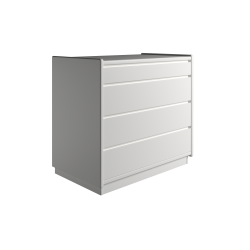 Krone kommode 80 cm bred med 4 skuffer- hvid - Dansk produceret.